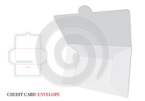 Envelope Template with die line, Vector with die cut / laser cut layers. Credit Card Envelope Design