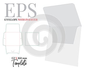 Envelope Template, Vector with die cut, laser cut lines
