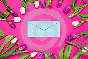 Envelope and tulips