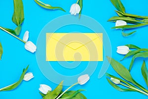 Envelope and tulips