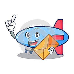 With envelope zeppelin character cartoon style