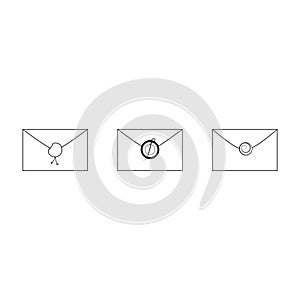 Envelopes. Black and white envelopes icon.