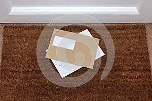 Envelopes on the doormat photo