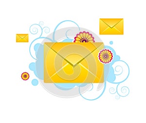 Envelopes, e-mail, sms vector icons with patterns