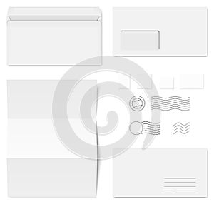 envelopes and postage stamps