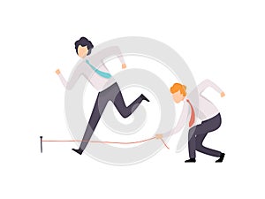 Envious Businessman Tripping His Successful Colleague, Business Competition, Rivalry Between Colleagues, Office Workers