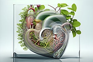 Environment concept with Eco-system and Human Heart.