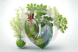Environment concept with Eco-system and Human Heart.