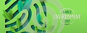 Environment Day banner of green cutout fingerprint