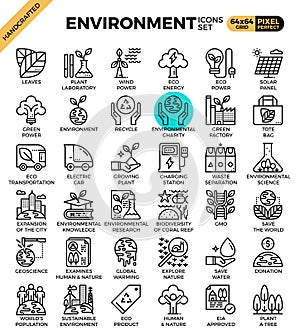 Environment & eco concept detailed line icons