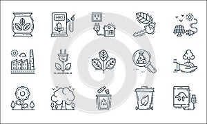 environment and eco line icons. linear set. quality vector line set such as cloud computing, recycle, flower, recycle bin, tree,