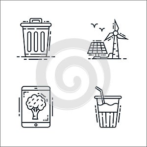 Environment and eco line icons. linear set. quality vector line set such as drink, wallpaper, wind energy