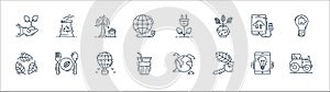 Environment and eco line icons. linear set. quality vector line set such as tractor, door key, drink, leaf, cloud computing, wind