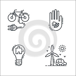 Environment and eco line icons. linear set. quality vector line set such as wind energy, solution, eco friendly