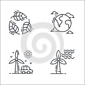 environment and eco line icons. linear set. quality vector line set such as wind energy, wind energy, world