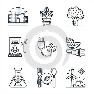 Environment and eco line icons. linear set. quality vector line set such as wind energy, eco food, herbalism, energy, eco energy, photo