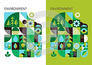 Environment, ecology, Earth day concept design. Banner, poster, abstract background in modern geometric style