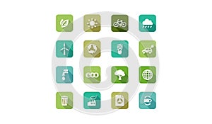 Environment flat design icon set.Eco icon set illustration