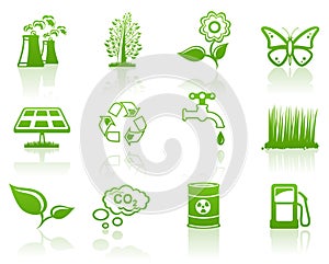 Environment green icon set