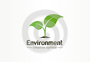 Environment, green leaf, organic creative symbol concept. Natural bio cosmetics, nature abstract business logo idea