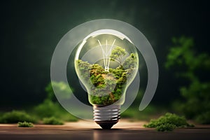 environment inside light bulb green energy ecosystem concept ai generated
