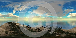 Environment map, Round panorama, spherical panorama, equidistant projection, sea sunset photo