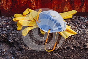 Environment mask face pack disguise facemask bitmask protective blue orange rast yellow glowes disused catastrophe