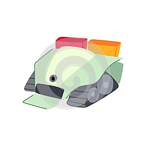environment mini robot sorting trash cartoon vector illustration