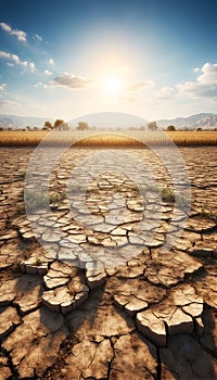 The environment of the planet Earth is heating up and the soil is drying up. Climate change global warming conceptual theme.