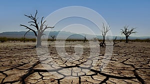 The environment of the planet Earth is heating up and the soil is drying up. Climate change global warming conceptual theme.