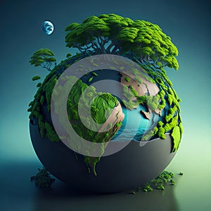 Environment protection concept. Tree on Earth ai generated