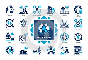 Environment solid icon set