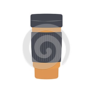 Environment thermo cup icon flat vector. Coffee bottle. Travel flask