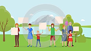 Environmental activism meeting flat illustration