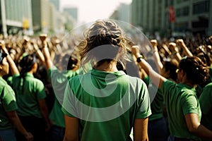 Environmental activists group on protest, generative ai