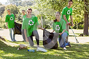 Environmental activists picking up trash