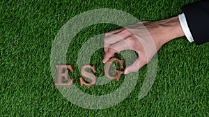 Environmental awareness campaign showcase message arranged in ESG. Gyre