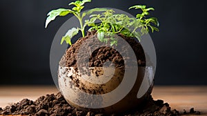 Environmental Awareness - Earth Globe Made of Soil