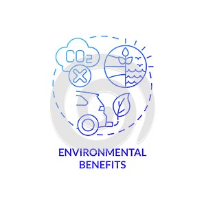 Environmental benefits blue gradient concept icon