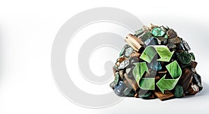 Environmental commitment, Garbage recycling sign on a white background