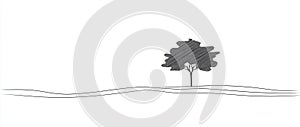An environmental concept drawing of a big tree in continuous line