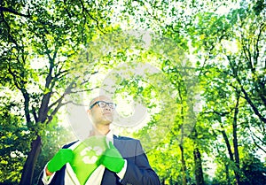 Environmental Conservation Businessman in Superhero Theme