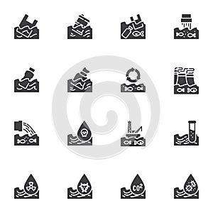 Environmental contaminants vector icons set