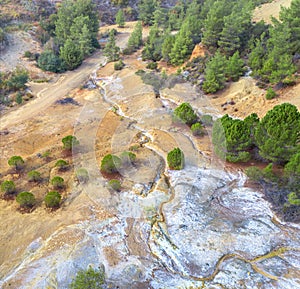 Environmental damage at abandoned pyrite mine site in Cyprus