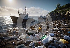 An environmental disaster on a beach
