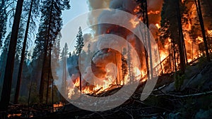 An environmental disaster in the form of a forest fire on planet Earth.