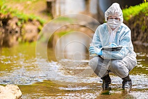 environmental disaster, the profession of an ecologist scientist portrait