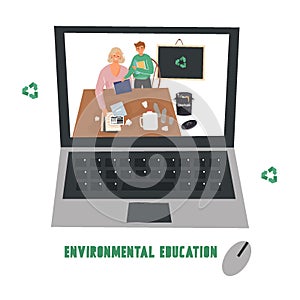 Environmental education online in laptop