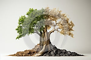 Environmental and global warming concepts, Live and dead big tree