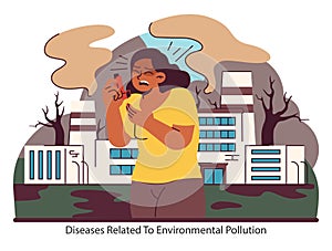 Environmental health crisis. Flat vector illustration.